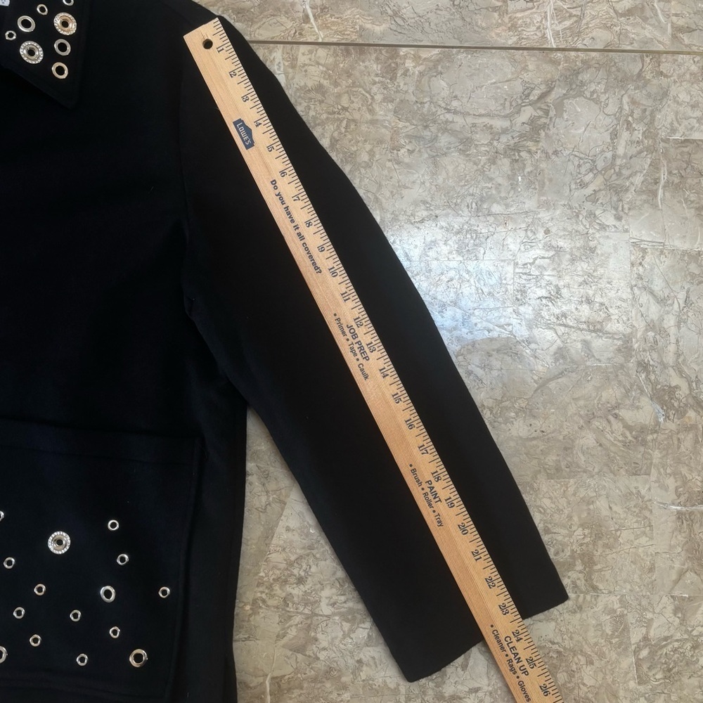 Chico’s Black Silver & Gold Embellished Wool Blend Car Coat Jacket Size 3 US 16 - Picture 16 of 16